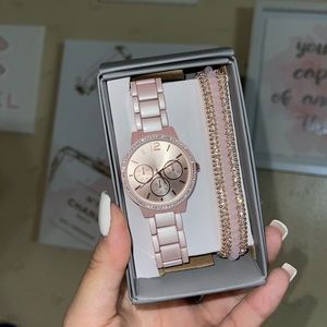 Pink Chrome Watch w/ Bracelet